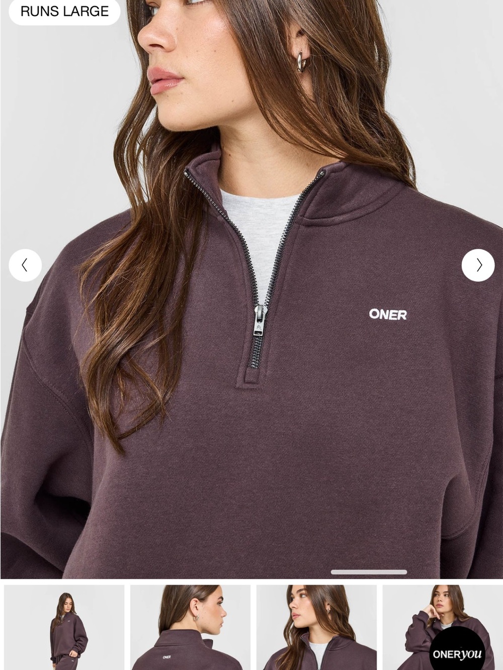Oner Active 1/4 zip Umber Brown sz Large